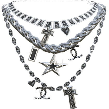 Layered Silver Y2K Zebra Necklace 2000s Mcbling 