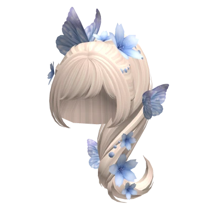 Kawaii Ponytail w/ Butterfly and Flowers 