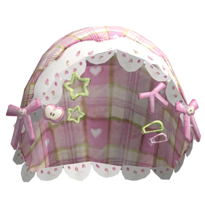 igari mori kei pink&green bonnet with bows &clips
