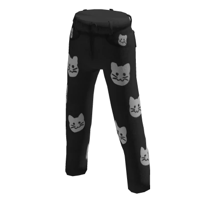 Kitty Pattern Pants Black