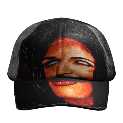 handpainted face of evil leather cap