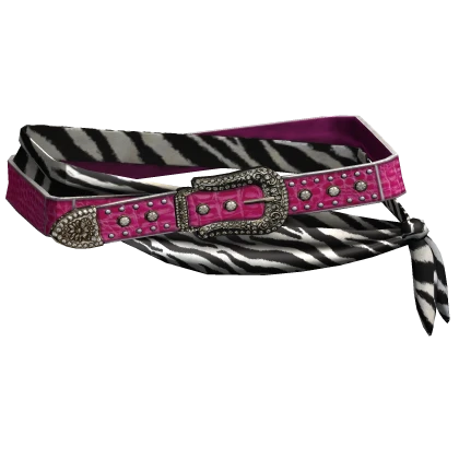 Scene Y2K Pink Leather Belt Zebra Sarong 2000s