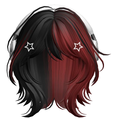 Black&Red Short Wolf Cut Hair with Headphones