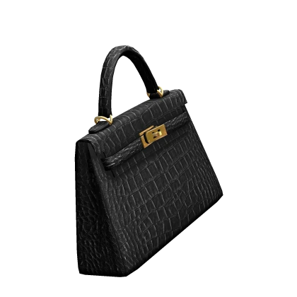 Black Croco Mini Kelly Handbag