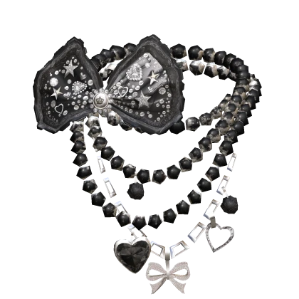 Gyaru Hime Agejo Kawaii Bow necklace Black Silver