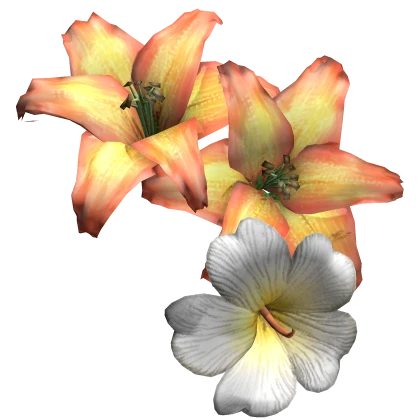 Orange Harajuku Gyaru Tropical Hair Lily Flowers