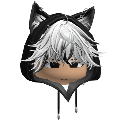 Cute Emo Boy w/ Cute Cat Hood (White & Black)