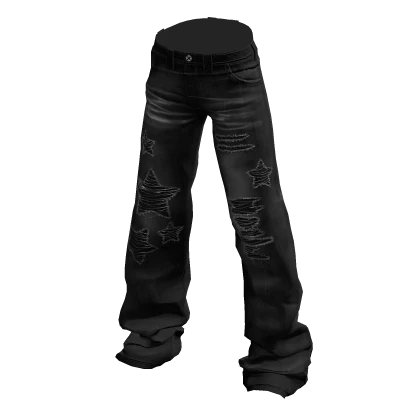 Y2K Starry Baggy Jeans Black