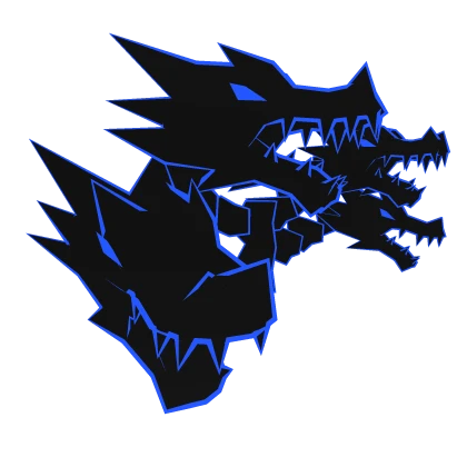 Cartoony Blue Dragon Heads