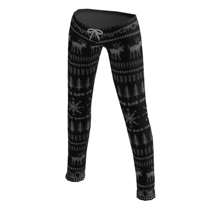 Black Christmas Patterned Pajama Bottoms