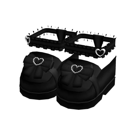 ノ♡kawaii jirai-kei ruffled heart shoes in black