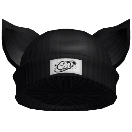 Black Y2K Cat Beanie