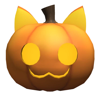 Cute Cat Jack-o-Lantern Pumpkin Head