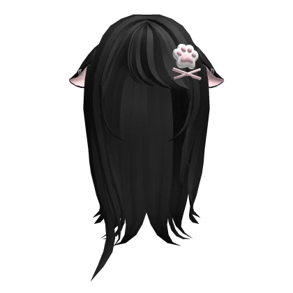 ノ꒰Cutesy Hair Black w Kitty Clip ears♡