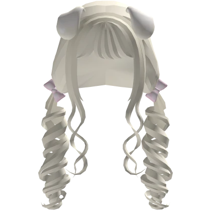 ୨୧ light blonde swirly puppy hair w/ pink ribbons