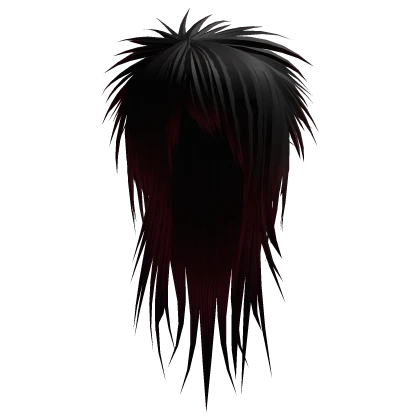 Black/Red Long Vkei Scene Emo Hair