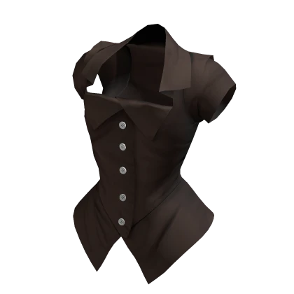 Brown Vkei Corset Blouse Office Button-up