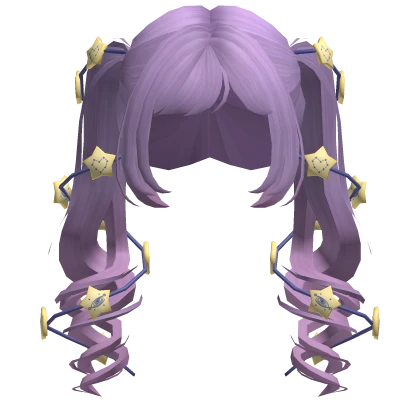 ୭ purple cute star fairy lights swirly pigtails