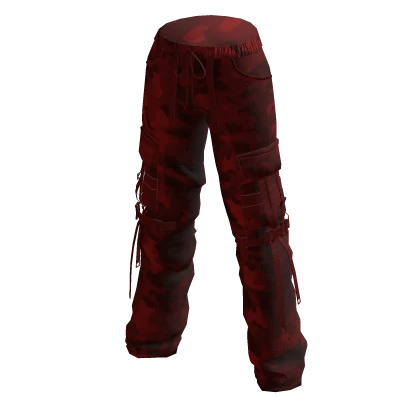 Baggy Streetwear Camo Cargo Pants Red