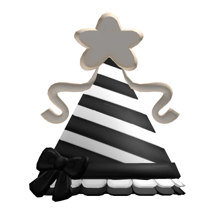 ♡ Cute Striped Ruffle Birthday Hat  (Black)