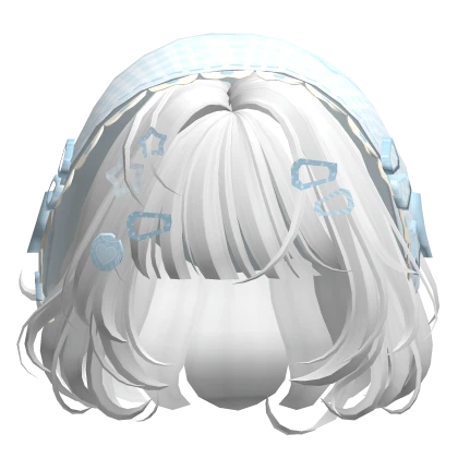 White Sky Mori Kei Igari Bob w/ Blue Bonnet