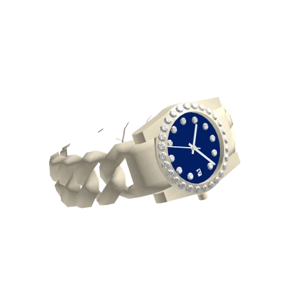 Silver Cuban Watch ( Blue Dial )