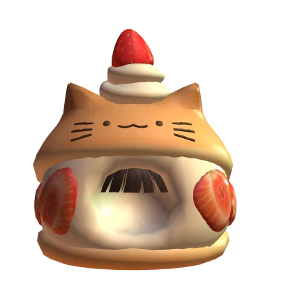 Kawaii Cat Strawberry Cream Bread Bangs 🍓🐱