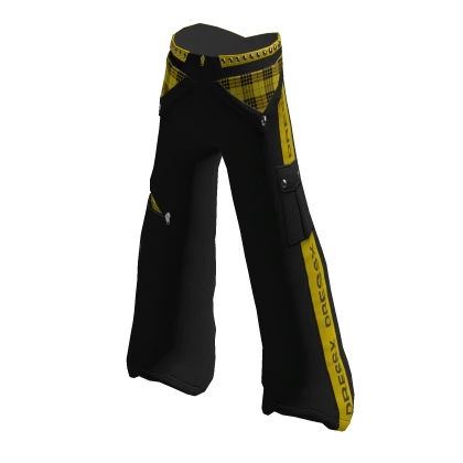 Black Yellow Stripe Patterns Baggy Techwear Pants