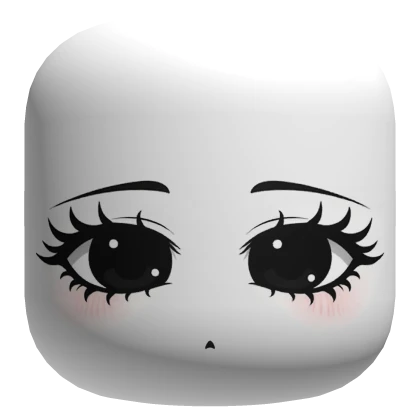 Cute Face with Big Expressive Black Eyes - White