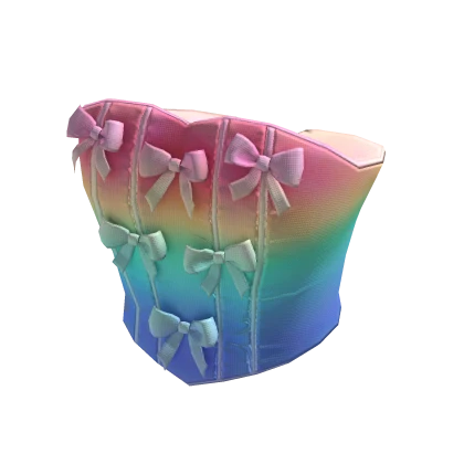 ✨ Rainbow Bow Corset Top Kpop Coquette