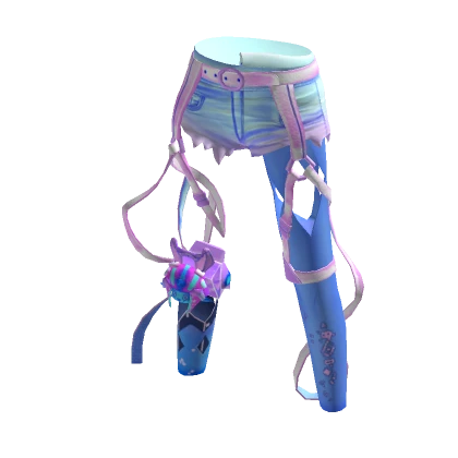 Straps Shorts with Mecha Bunny Light Blue