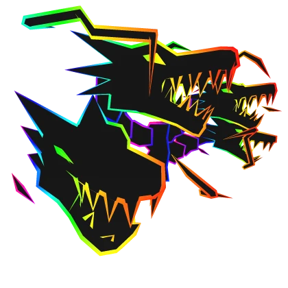 Cartoony Rainbow Lightning Dragon Heads