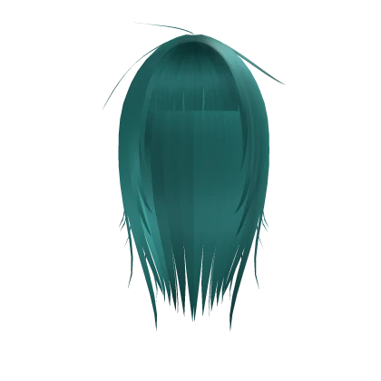 Teal Straight Long Layered Hair W Bangs