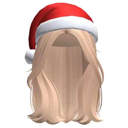 Christmas Cute Girl Hair w/ Santa Hat (Blonde)