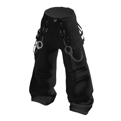 💗PUNK CHAIN CARGO PANTS_BLACK