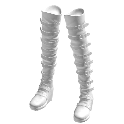 Goth Cyberpunk Buckle Up Platform Boots - White
