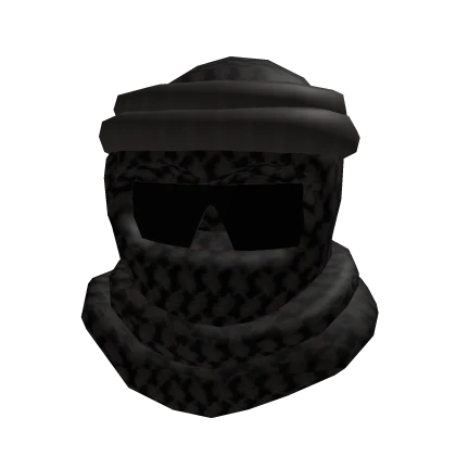 Black Saudi Shemagh / Keffiyeh Mask with Glasses