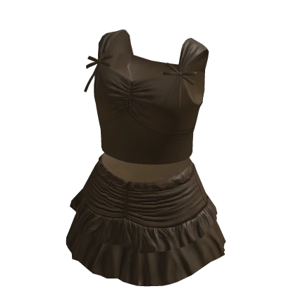 brown ruffled girl outfit