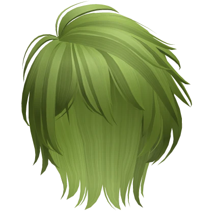 messy anime boy mullet (green)