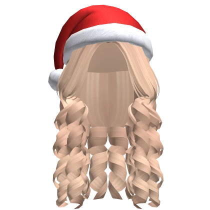 Long Curly Christmas Hair w/ Santa Hat (Blonde)