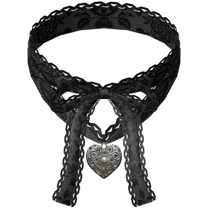 ♡ lace heart bow choker in black