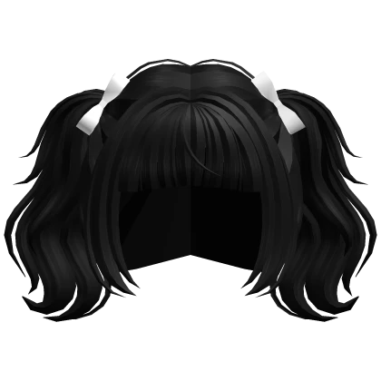 Short Pigtails w/ Bows (Black)