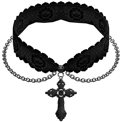 black gothic lace chained cross choker (3.0)