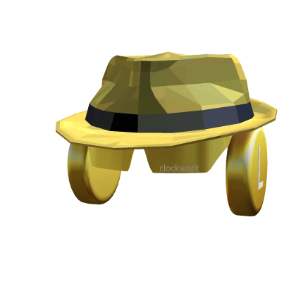 Shiny Golden Fedora+Headphones+shades