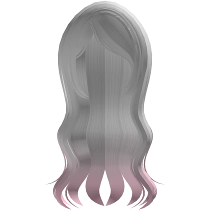 Wavy White to Pink Long Layered Hair W Bangs Ombre