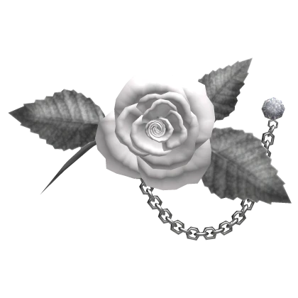 Vintage White Silver Rose Lapel Pin Chain 1.0
