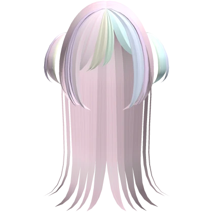 🤍 rainbow doll anime hair w side pigtails pink