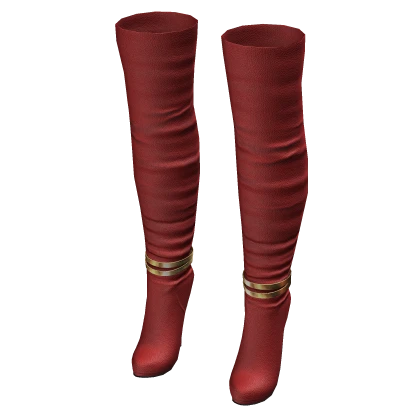 High Heel Leather Boots - Red