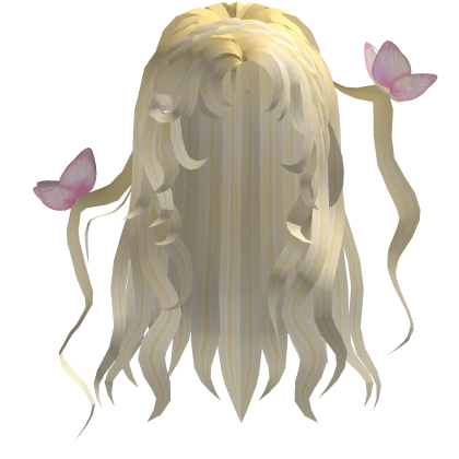 Yellow Blonde Fairy long Hair with Butterfly 