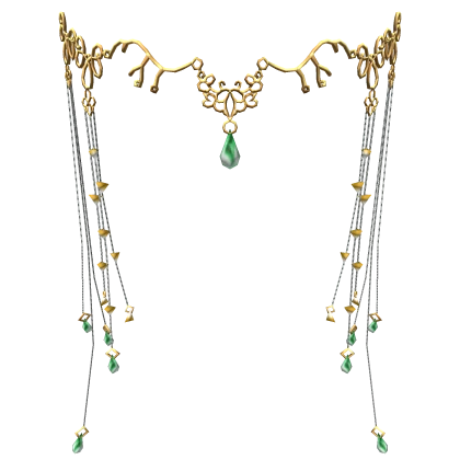 Green Emerald Gold Fairy Elf Head Chain Tiara